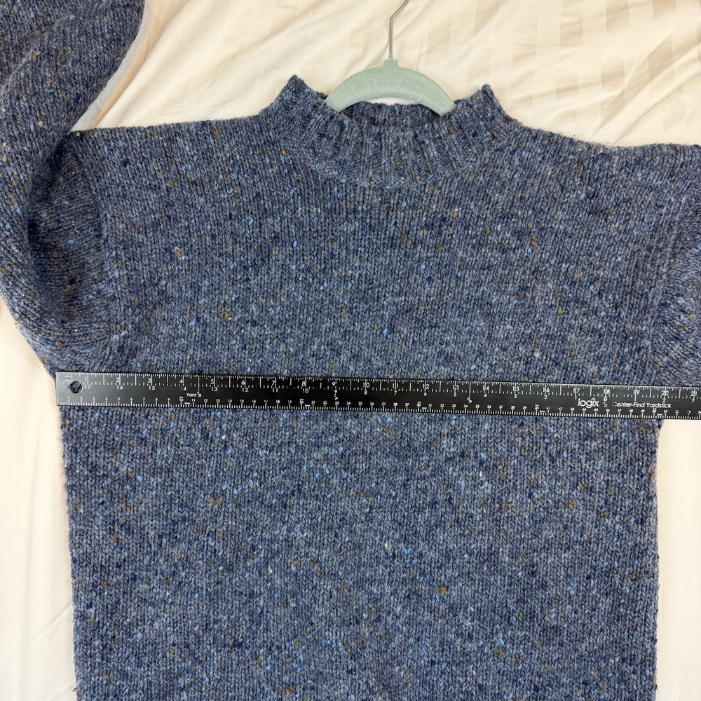 Vintage 80s White Wheeler & Martha Blue Wool Chunky Sweater Small - Picture 5 of 8